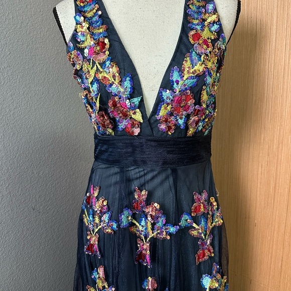 A Star Is Born Embellished Deep Plunge Maxi Dress, Size 10 - Picture 3 of 9